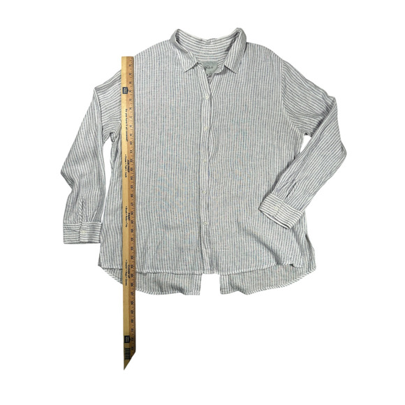 Rails Sydney Sparkler Stripe Size Large Linen Blend Button Down Top Lightweight - Picture 4 of 8
